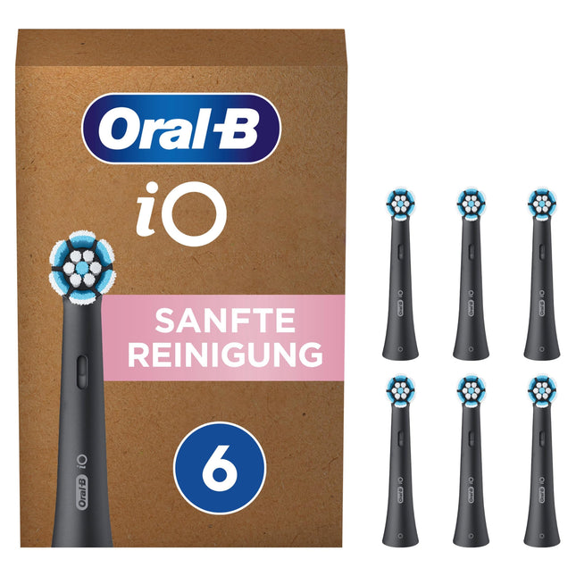 Oral-B iO Gentle Cleaning Electric Toothbrush Heads, 6 Pack, Gentle Tooth Cleaning, Original Toothbrush Head for Oral-B iO Toothbrushes, Mailbox-Safe Packaging, Black