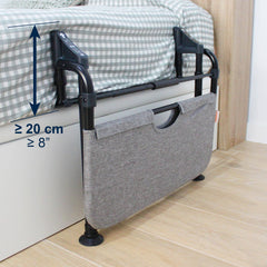 KMINA - Bed rail fall protection foldable 90 to 180 cm, adjustable stand-up aid bed seniors, foldable adults