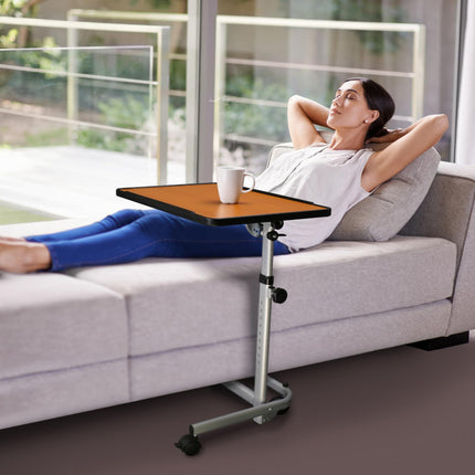 Stock-Fachmann® Side table, height-adjustable nursing table, laptop table, hospital table, rehabilitation table, bedside table on casters, mobile side table for nursing bed. Color white or brown. Load capacity up to 18 kg.