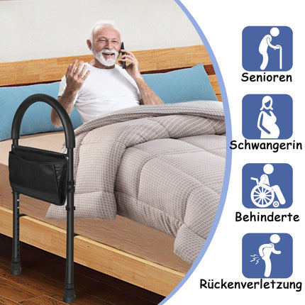 FIVMEN Standing Aid Bed Bed Rail for Seniors Height Adjustable Grab Bars Bed Entry Aid Bed Guard Rail Metal for Pregnant Women and Disabled People up to 150kg