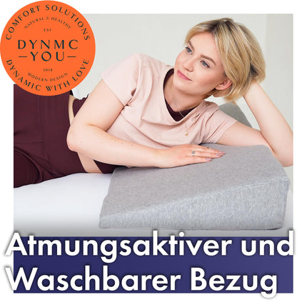 Wedge pillow for bed 90x45cm – Wedge pillow for adults – Comfortable mattress wedge &amp; bed wedge – Oeko-TEX certified – Tested VERY GOOD – Head wedge for comfortable lying, relaxation &amp; restful sleep