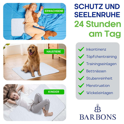 Barbons incontinence pad washable mattress protector 75x90 - waterproof bed incontinence pad mattress pad bed pad washable moisture protection mattress pad (75x90 cm)