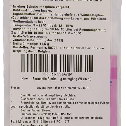 Fermentis Brewer's Yeast US-05 W 34/70 S-33 S-23 top-fermenting bottom-fermenting (W 34/70)