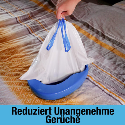 Heavy-duty bedpan set with 25 super absorbent pads and liners - For hospital or home use of elderly and bedridden patients - Pads absorb up to 1000ml