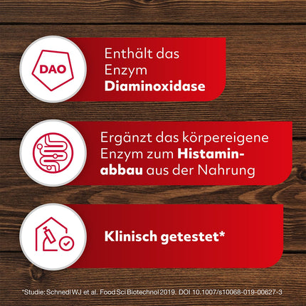 DAOSiN tablets to supplement the body's own DAO enzyme for the breakdown of histamine from food, clinically tested, over 90% recommendation rate - 120 tablets
