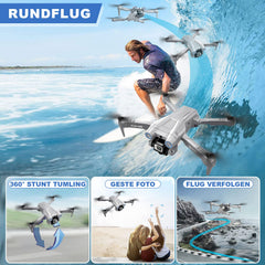 Drone with 4K Camera, Foldable RC Drone RC Quadcopter with 1080P HD Dual Camera, FPV Transmission, 2 Batteries, Gesture Control, Altitude Hold, One-Key Takeoff/Landing 3D Flips for Beginners (Gray)