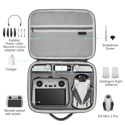 xocome DJI Mini 3 PRO Handbag Crossbody Organizer for DJI Mini 3 Pro Drone Accessories - Portable Hard Handbag (for DJI RC with Screen Remote Controller)