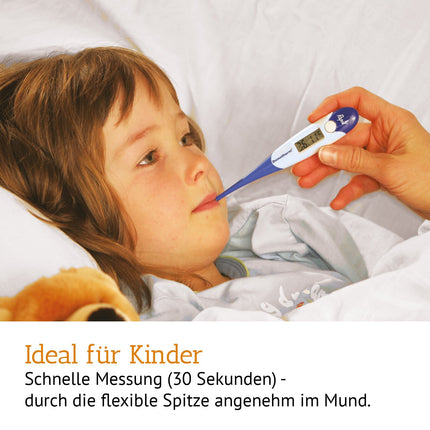 Domotherm Rapid - digital fever thermometer with 2 decimal places, memory, flexible tip, suitable for babies and children