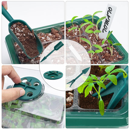 Indoor greenhouse growing box, 2 pieces mini greenhouse growing set with raised lid, seedling starter with plant lights with full spectrum, trays greenhouse growing tray for plant
