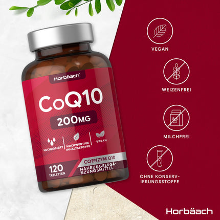 Coenzyme Q10 High Dose 200mg | 120 Vegan Tablets | Emergency Capsules | Coenzyme Q10 | by Horbaach