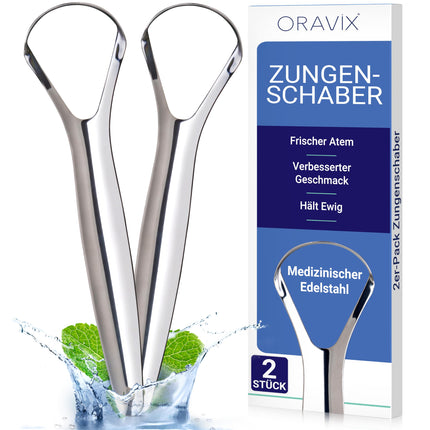 Stainless steel tongue scraper | Tongue cleaner set | Tongue cleaner | Stainless steel tongue brush | Stainless steel tongue scraper | Tongue scraper | Stainless steel tongue cleaner | ORAVIX