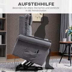 HOMCOM Electric Recliner Chair TV Chair Massage Chair Armchair with Stand-Up Aid Relaxing Chair with Reclining Function Linen-Touch Steel 86 x 95 x 106 cm Grey