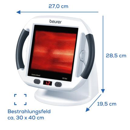 Beurer IL 50 infrared heat lamp, medical device with soothing warmth for use in cases of colds and muscle tension, infrared lamp with 300 watts and continuously adjustable shade, white