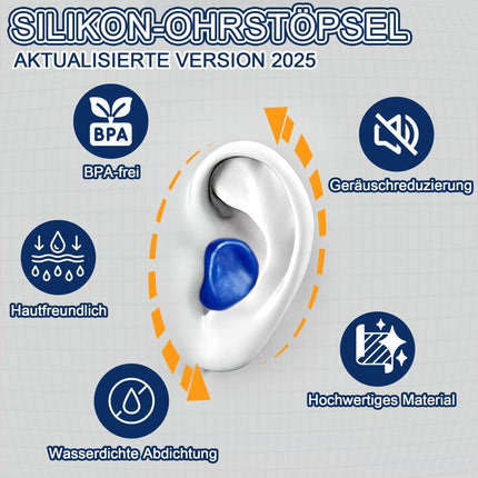 Earplugs for Sleeping 8 Pairs, Reusable Silicone Earplugs, Earplugs for the Night, Hearing Protection, Earplugs for Children, Swimming, Airplanes, Soft Earplugs Against Snoring
