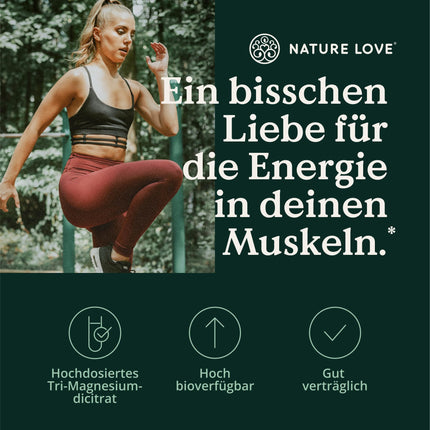 NATURE LOVE® Magnesium Citrate – 2,320 mg Magnesium Citrate (of which 360 mg elemental magnesium) – 180 Capsules – high dosage, laboratory-tested, no additives, vegan &amp; developed in Germany