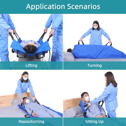 Fanwer (178 cm x 70 cm sliding sheet for bedridden patients with reinforced handles, sliding sheet care for moving and lifting patients, extendable, sliding sheet for nursing staff, family kitchens