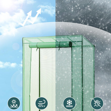 LARMNEE Greenhouse, Tomato Greenhouse, Small Greenhouse, Plastic Greenhouse, Stable Tomato House, with PE Mesh Film and Roll-Up Door, 100 x 50 x 150 cm, Vegetables, Flowers, Garden, Green EGN15GH02G1
