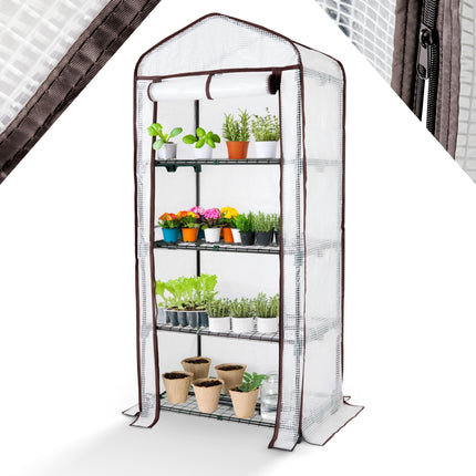 Arebos Premium 4-Tier Polytunnel Greenhouse - 70 x 50 x 158 cm Greenhouse with 4 Shelves - Space-Saving, High-Quality Growhouse for Garden, Balcony, Stable &amp; Easy to Assemble