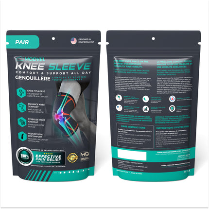 MODVEL knee support set for men and women – stable support during sports, training, fitness, hiking, everyday life – comfortable, skin-friendly, breathable support made of soft nylon-latex fabric