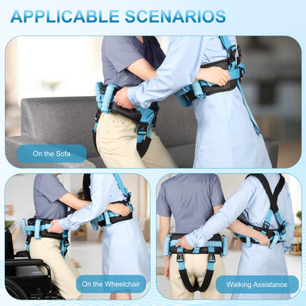 REAQER Medica Walking Aid for Seniors, with 7 Handles and 2 Leg Straps, Gate Straps, Walking Assistant for Elderly, Standing Aid, Patients, Care, Safety Assistant, Accessories