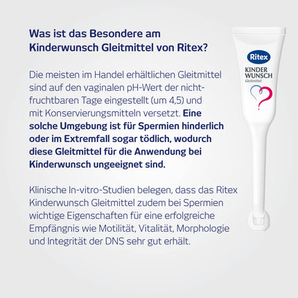 Ritex Kinderwunsch Lubricant – Sperm-friendly lubricant to support natural conception, 8 x 4 ml, optimized viscosity &amp; pH value – Clinically tested, Made in Germany