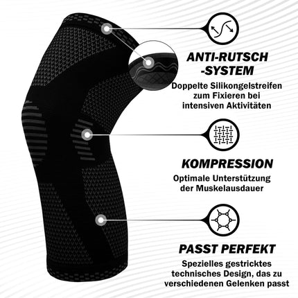POWERLIX Knee Brace for Women/Men, Compression Knee Support for Meniscus Tear, Arthritis, Relieves Knee Pain, ACL, Running, Weightlifting, Basketball, Volleyball, Sports, Black, L
