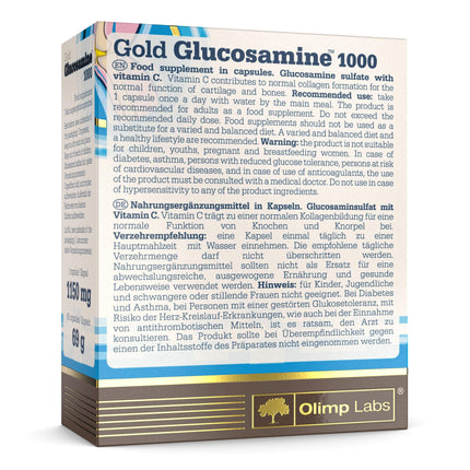 Olimp Labs Glucosamine 1000-60 Capsules - Food supplement in capsule form with glucosamine sulfate &amp; vitamin C