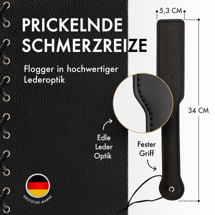 Liebesfreunde® Sex Paddle incl. Feather Tickler, BDSM Whip Sex Toy for Couples, SM Flogger, Crop, Bondage Accessory