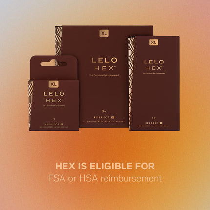 LELO HEX Respect XL, Extra Large Condoms with Greater Strength, Thin but Strong Latex Condom, 58 mm in Diameter (12-Pack)