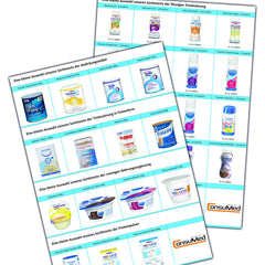 8x 227g ThickenUp from Nestle Health Science thickener – thickening powder – in the exclusive ConsuMed bundle with food supplement overview in DIN A3 poster format