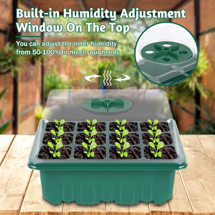 flintronic 5 Pack 60 Cell Indoor Greenhouse Propagator, Mini Greenhouse Propagation Set, Greenhouse Propagator with Lid and Ventilation, 10 Plant Markers, Propagation Tray for Gardens and Vegetable Gardens