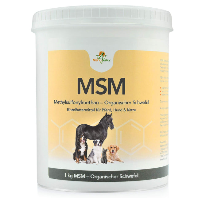 Mahu Natur 1 kg MSM Horse and MSM Dog High Dose - Methylsulfonylmethane (Organic Sulfur) - High Dose and High Purity - MSM Powder 1000g
