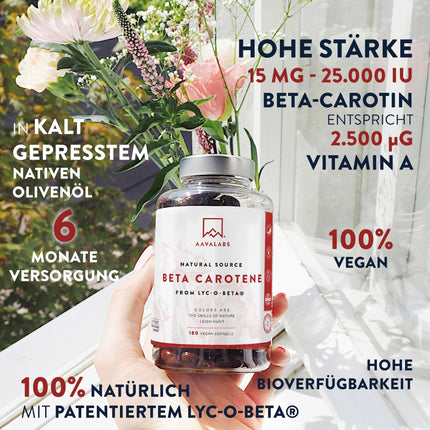 Beta Carotene Capsules High Dose for Tanning 25000 IU Vitamin A High Dose - Beta Carotene Tanning Capsules with Lyc-O-Beta and Extra Virgin Olive Oil for a Radiant Complexion - 180 Softgel Capsules