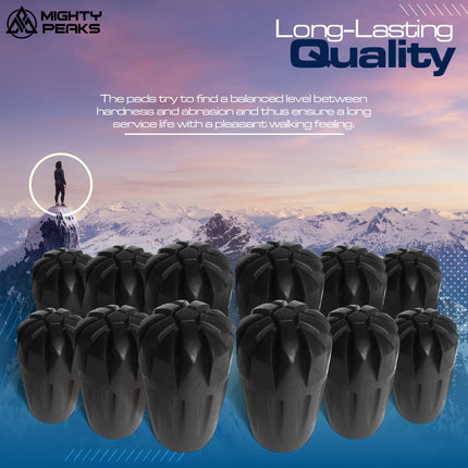 12 pieces / 6 pairs of Nordic Walking Pads Asphalt rubber buffers X-4LTS for all common Nordic Walking poles - hiking poles - for the Nordic Walking pole with a diameter of 10mm