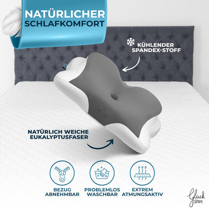 Glückstoff® Pillowcase for Orthopedic Pillow [with cooling and warming effect] made of eucalyptus fiber (lyocell) and spandex | Soft &amp; cozy | Replacement cover | Ergonomic | Version: All-rounder