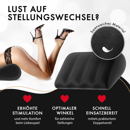 liebesfreunde Sex Lumbar Pillow for More Fun - Inflatable Pillow for Sex Positions - Sex Toy for Couples, Black