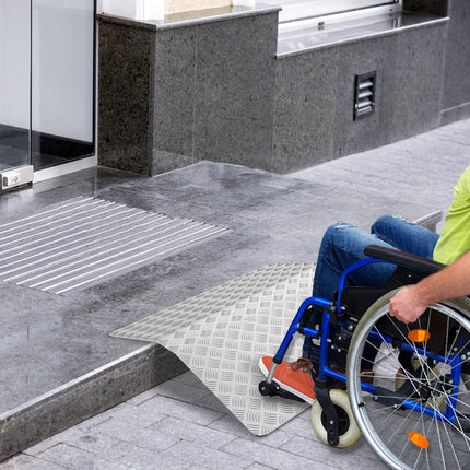 LZQ door threshold ramp, wheelchair ramp, threshold ramp, aluminum ramp for wheelchairs, non-slip threshold bridge, curb ramp, portable with handles, load capacity 270 kg (80 x 70 x 10 cm)