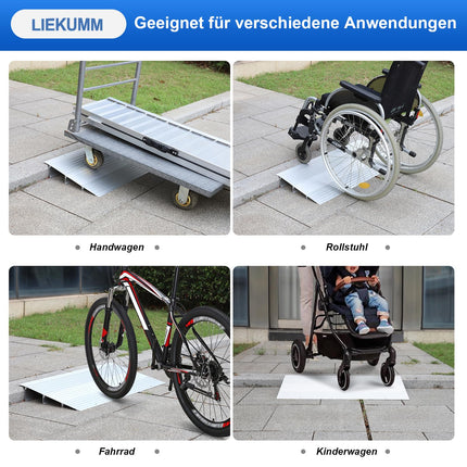 LIEKUMM door threshold ramp 7.5 cm high, 360 kg load capacity aluminum wheelchair ramp with adjustable height, non-slip curb ramp for wheelchairs, electric wheelchairs, strollers