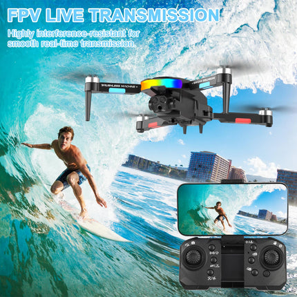 Drone with 4K Camera, GuKKK Mini Drone with 2 HD Cameras, Foldable FPV Drone Live Transmission, Camera Electrically Adjustable with 2 Batteries, RC Drones WiFi FPV Transmission Quadcopter for Beginners