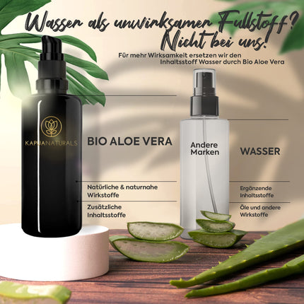 Organic hyaluronic serum with high dosage • 100ml + Vit E &amp; B5 • 7-fold hyaluronic acid serum for the face ✓100% vegan &amp; organic ✓Anti-aging concentrate ✓Anti-wrinkle serum natural cosmetics ✓Made in Germany ✓Hyaluronic acid serum