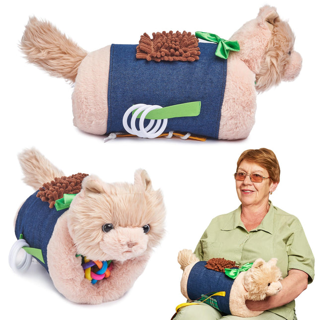 Fidget Muff and Haptic Dementia Blanket for Adults and Seniors with Alzheimer's | Twiddle Muff Toy and Blanket for Dementia Patients | Nesting Pillow and Nesting Blanket as Activity for Dementia Patients