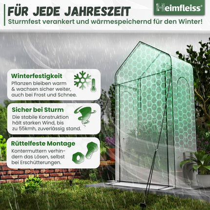 Heimfleiss® Tomato Greenhouse for Balcony &amp; Garden | Small Tomato Greenhouse | Winter-Proof Plastic Greenhouse | Tomato House Plant Tent Made of Plastic &amp; Metal Frame | Balcony Greenhouse