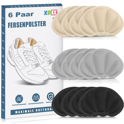 6 Pairs of Heel Pads, Heel Protectors, Self-Adhesive Heel Protectors, Anti-Friction Heel Pads, Anti-Slip Insoles for Men and Women (Gray &amp; Black &amp; Skin-Colored)