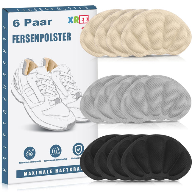 6 Pairs of Heel Pads, Heel Protectors, Self-Adhesive Heel Protectors, Anti-Friction Heel Pads, Anti-Slip Insoles for Men and Women (Gray &amp; Black &amp; Skin-Colored)