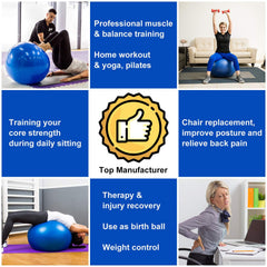 flintronic Exercise Ball, 65 cm Ultra-Thick Anti-Explosion Yoga Ball with Inflatable Foot Pump, Robust Maximum Load Fitness Ball for Sports Fitness, Yoga, Pilates