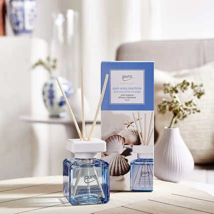 ipuro - Essentials Room Fragrance Sunny BEACHTIME 50ml | Room freshener with grapefruit, lemon &amp; white musk fragrance aroma | Diffuser with sticks | Air freshener for the home
