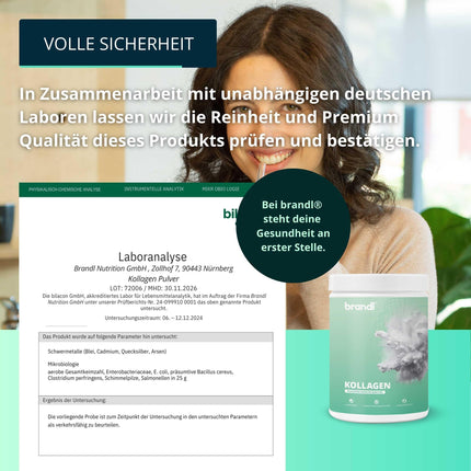 Collagen powder from Swiss pasture-fed farming | Tasteless &amp; independently laboratory-tested | 550g Premium Collagen Powder from brandl® &amp; Collaswiss®