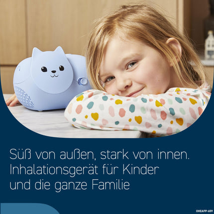 OMRON Nami Cat child-friendly inhaler for children; efficient inhaler for the treatment of coughs and colds, bronchitis, asthma, and colds; inhaler with high-quality accessories