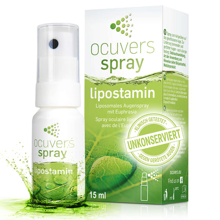 Ocuvers Lipostamin Eye Spray - with Euphrasia – 15ml eye spray for red eyes, unpreserved even for allergies, the alternative to eye drops