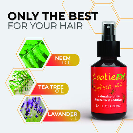 Anti-lice repellent spray by COOTIEEX | 100ml natural repellent spray against head lice without DEET | Repel lice with the power of nature | Head lice &amp; nit comb alternative